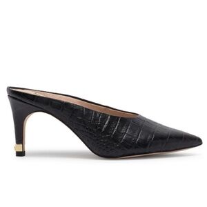 LOUISE ET CIE Karas Black Leather Embossed Pointed Toe Mule 7.5 EUC Worn 1x $139